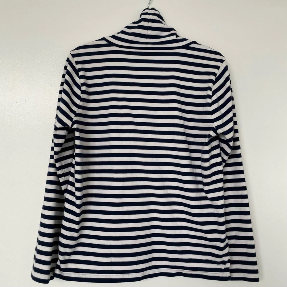 J. Crew Navy White Striped Funnel Neck Sweatshirt Size XS